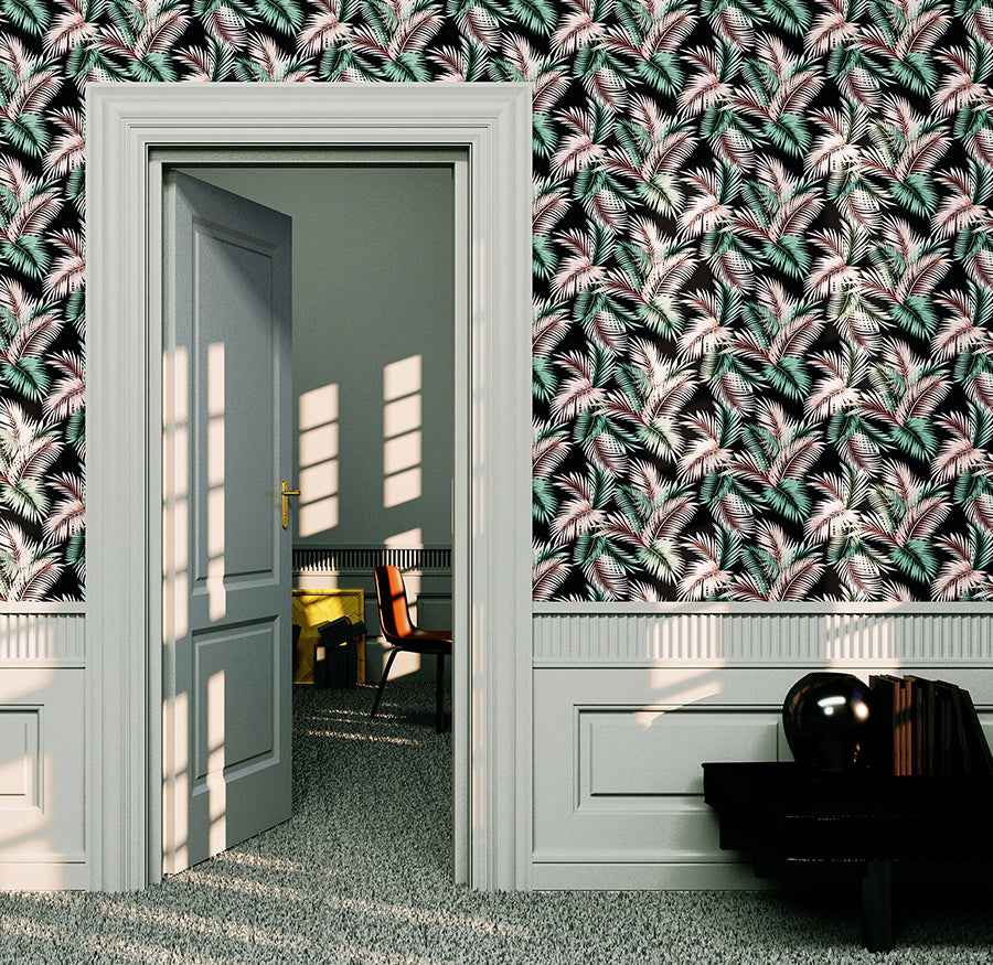 Eliza Sea Green Palm Fronds Wallpaper - York Wallcoverings - AH908308 - York Wallcoverings Wallpaper