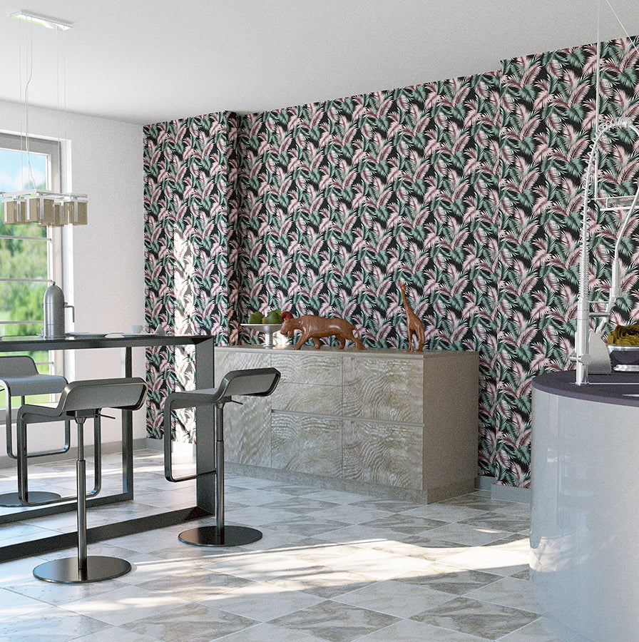 eliza-sea-green-palm-fronds-wallpaper-york-wallcoverings-ah908308 - York Wallcoverings Wallpaper