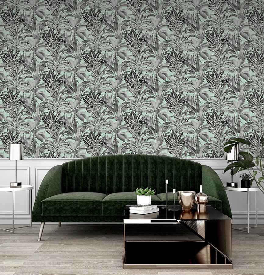 Alice Mint Greenhouse Wallpaper - York Wallcoverings - AH909500 - York Wallcoverings Wallpaper