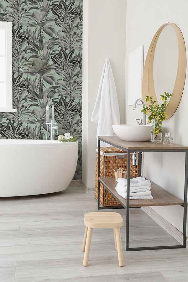 Alice Mint Greenhouse Wallpaper - York Wallcoverings - AH909500 - York Wallcoverings Wallpaper