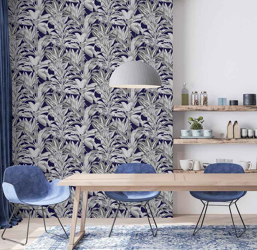 Alice Navy Greenhouse Wallpaper - York Wallcoverings - AH909501 - York Wallcoverings Wallpaper