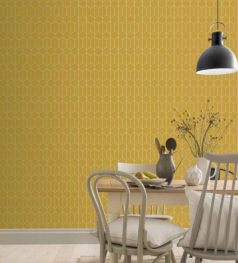 Orson Yellow Trellis Wallpaper - York Wallcoverings - AH909701 - York Wallcoverings Wallpaper