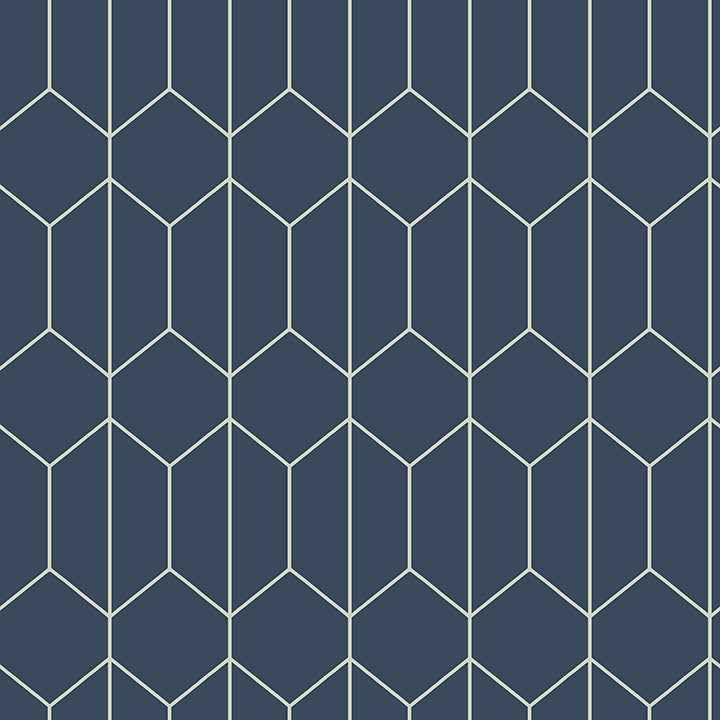Orson Navy Trellis Wallpaper - York Wallcoverings - AH909702