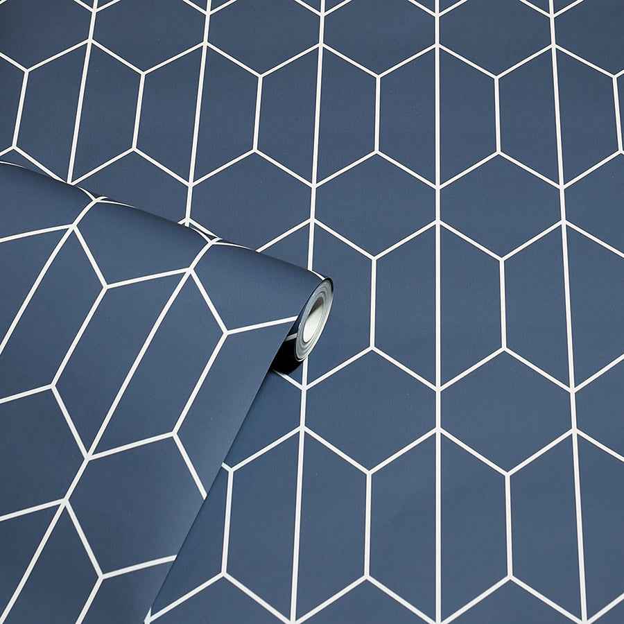 Orson Navy Trellis Wallpaper - York Wallcoverings - AH909702 - York Wallcoverings Wallpaper