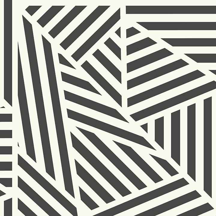 Oswald Black Striped Geometric Wallpaper - York Wallcoverings - AH910004