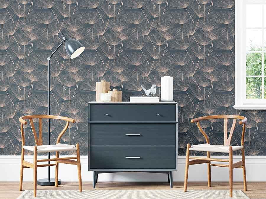 Kazue Metallic Dandelion Wallpaper - York Wallcoverings - AH920807 - York Wallcoverings Wallpaper