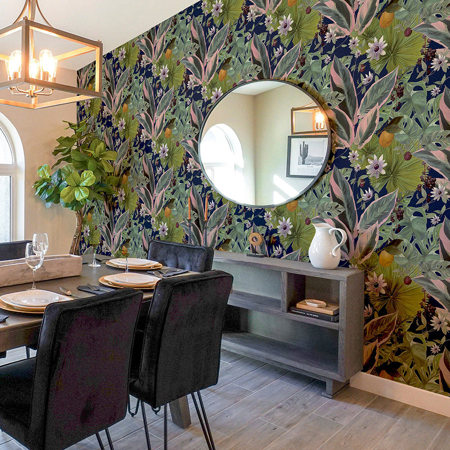 etta-navy-tropical-wallpaper-york-wallcoverings-ah921703 - York Wallcoverings Wallpaper