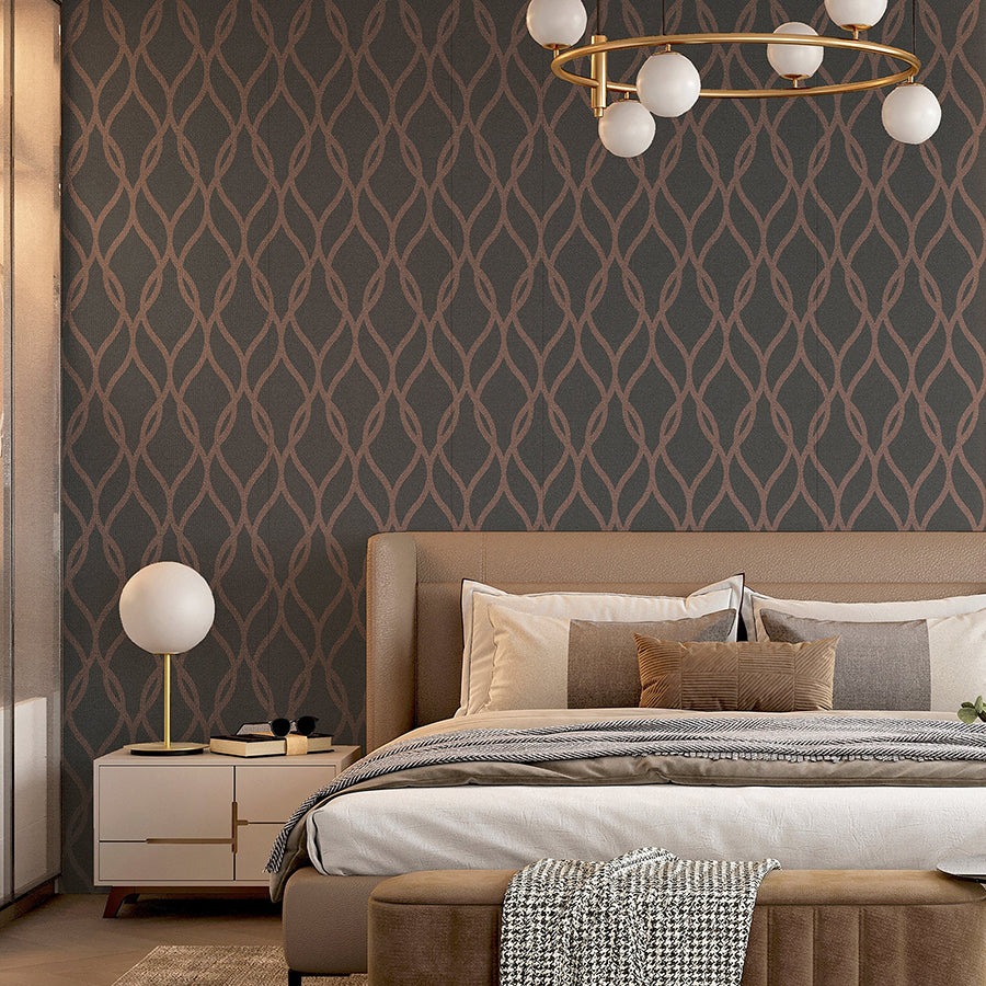 ava-rose-gold-glittering-ogee-wallpaper-york-wallcoverings-ah921803 - York Wallcoverings Wallpaper