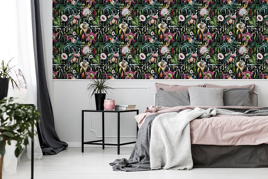 lucretia-multicolor-tropical-wallpaper-york-wallcoverings-ah922805 - York Wallcoverings Wallpaper