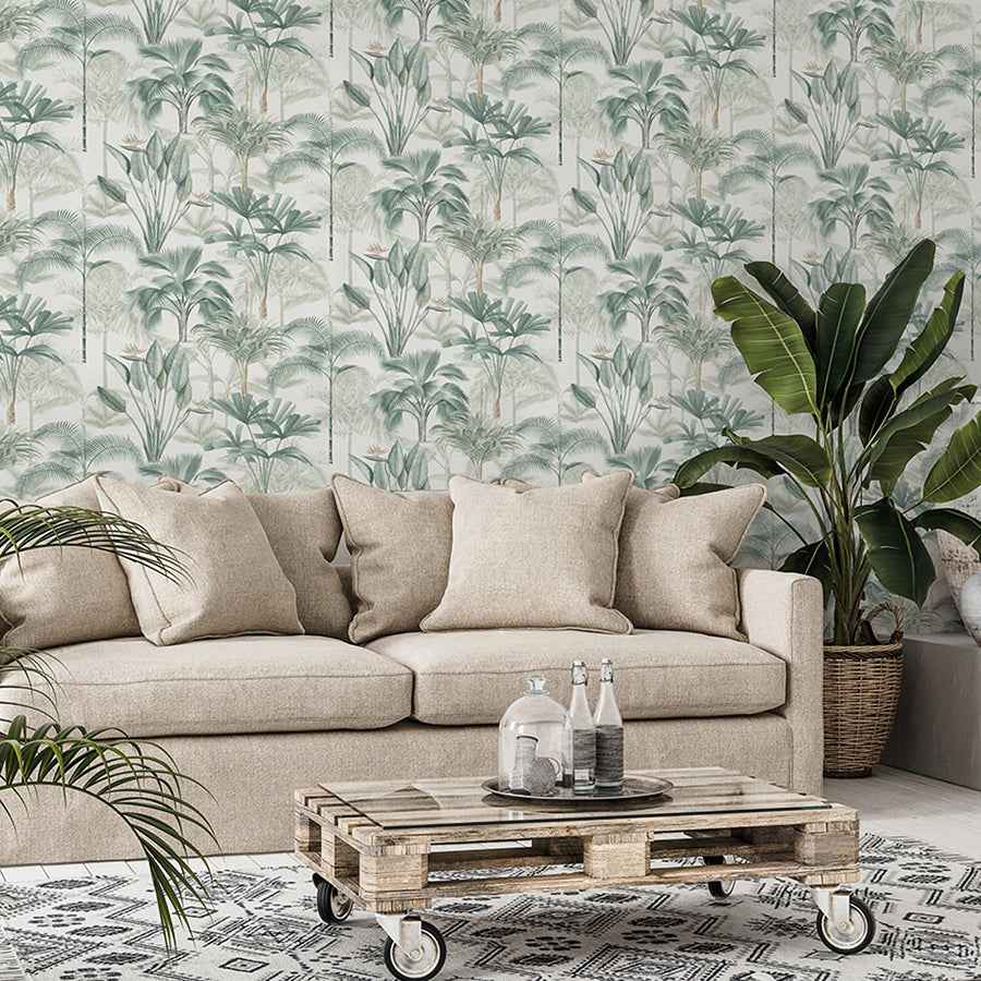 Freda Green Palm Trees Wallpaper - York Wallcoverings - AH922908 - York Wallcoverings Wallpaper