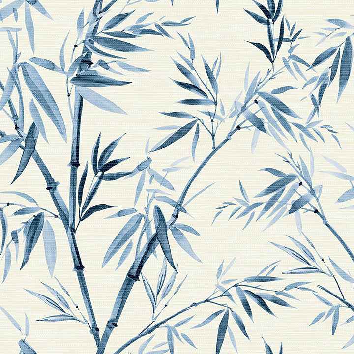 Moriko Blue Bamboo Wallpaper - York Wallcoverings - AH924107