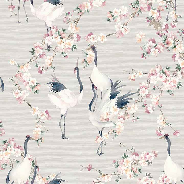 Harumi Light Grey Blossom Wallpaper - York Wallcoverings - AH924800