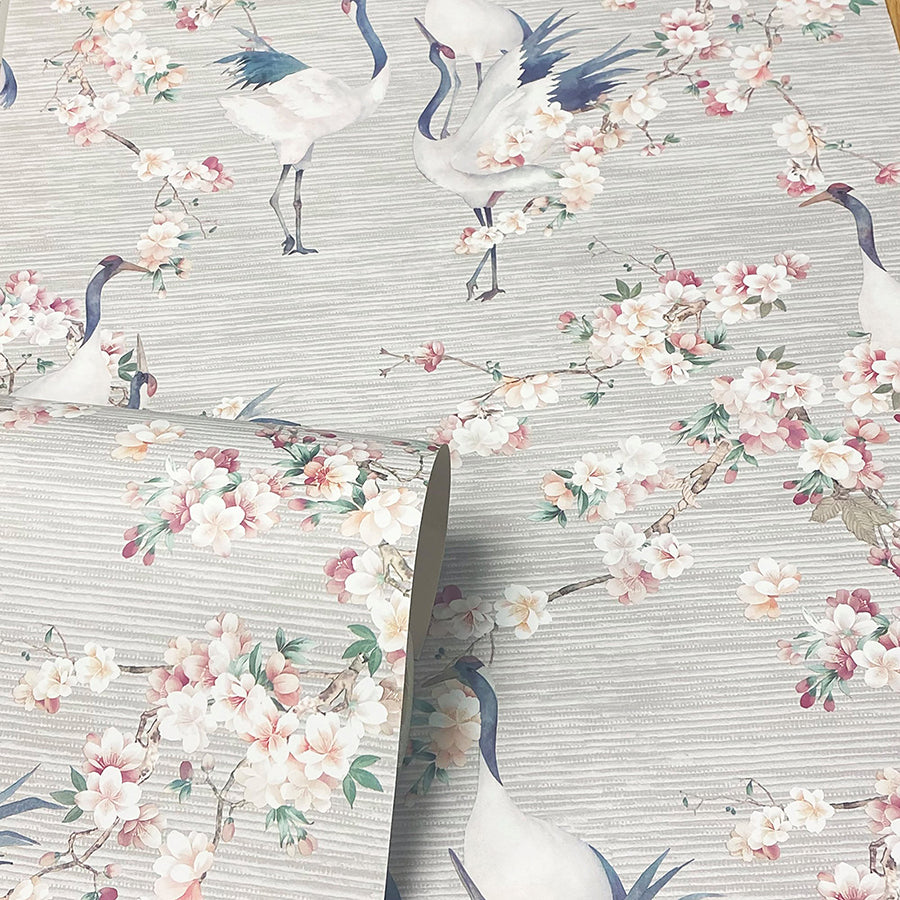 harumi-light-grey-blossom-wallpaper-york-wallcoverings-ah924800 - York Wallcoverings Wallpaper