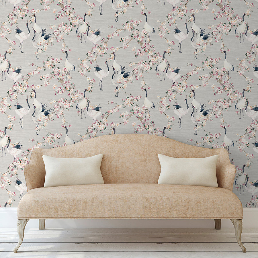 harumi-light-grey-blossom-wallpaper-york-wallcoverings-ah924800 - York Wallcoverings Wallpaper