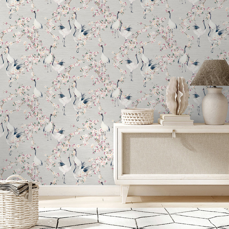 harumi-light-grey-blossom-wallpaper-york-wallcoverings-ah924800 - York Wallcoverings Wallpaper