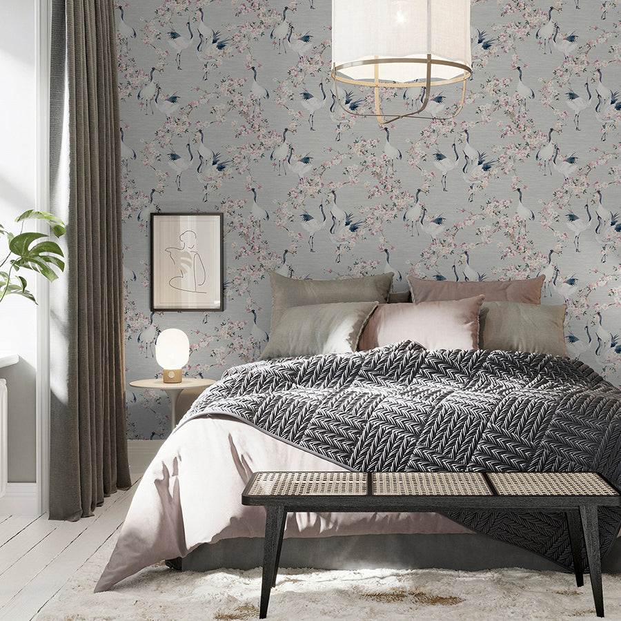 harumi-light-grey-blossom-wallpaper-york-wallcoverings-ah924800 - York Wallcoverings Wallpaper