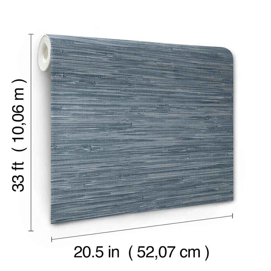 Exhale Indigo Woven Faux Grasscloth Wallpaper - York Wallcoverings - 4147-27260