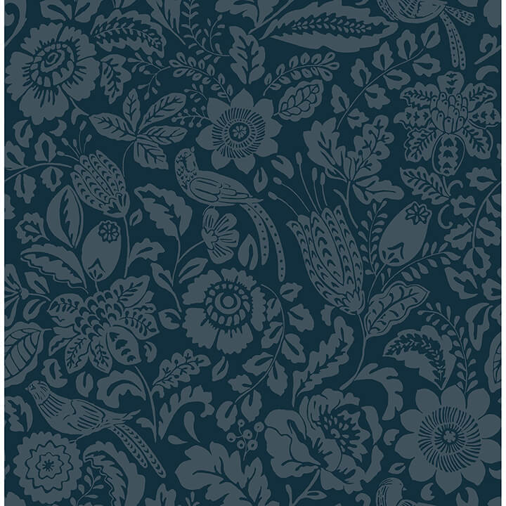 marta-navy-floral-trail-wallpaper-york-wallcoverings-4147-27360 - York Wallcoverings Wallpaper