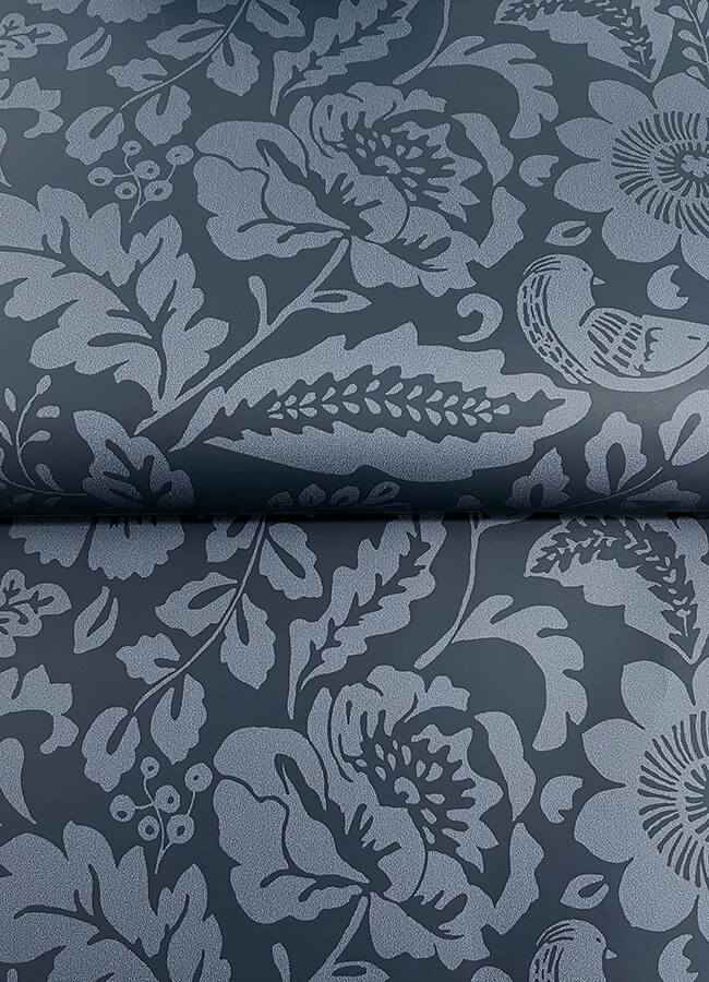 Marta Navy Floral Trail Wallpaper - York Wallcoverings - 4147-27360 - York Wallcoverings Wallpaper