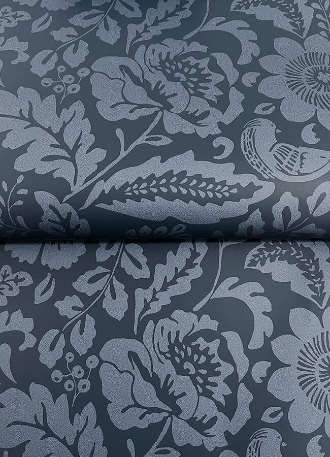 marta-navy-floral-trail-wallpaper-york-wallcoverings-4147-27360 - York Wallcoverings Papel pintado