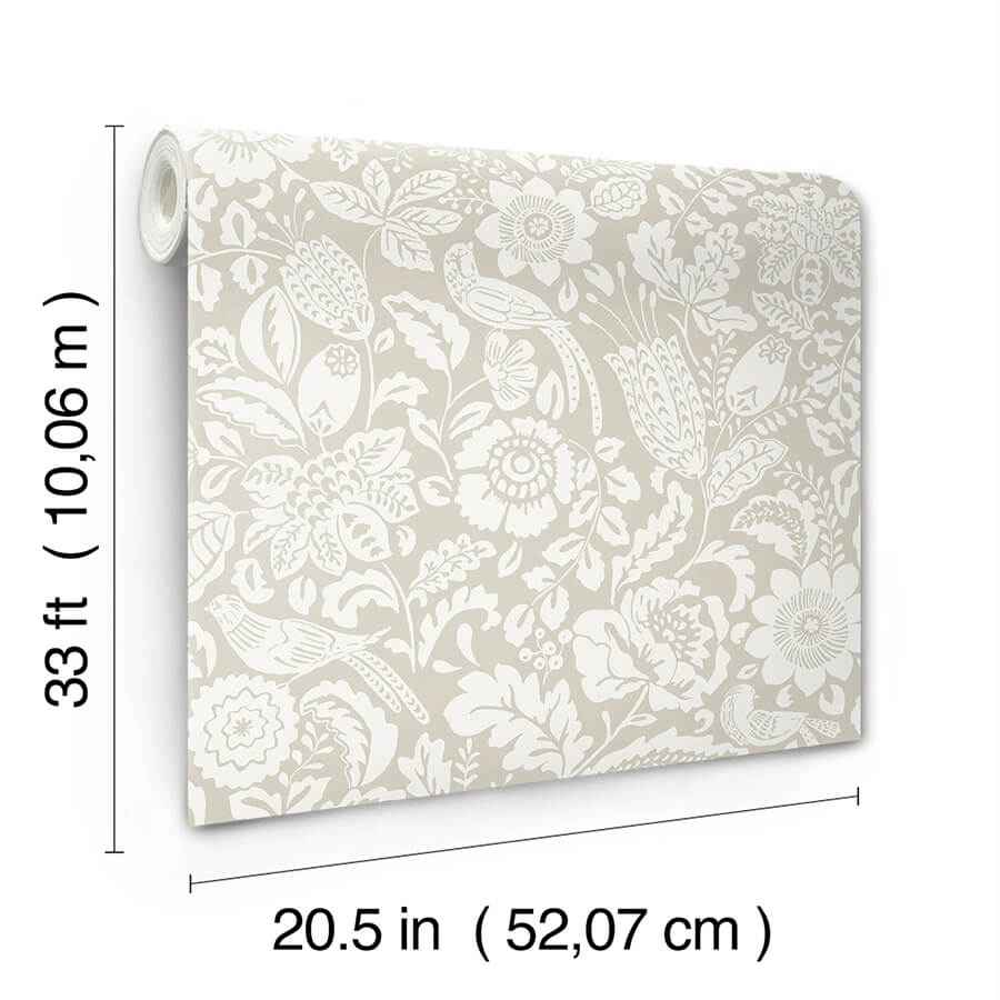 Marta Beige Floral Trail Wallpaper - York Wallcoverings - 4147-27361