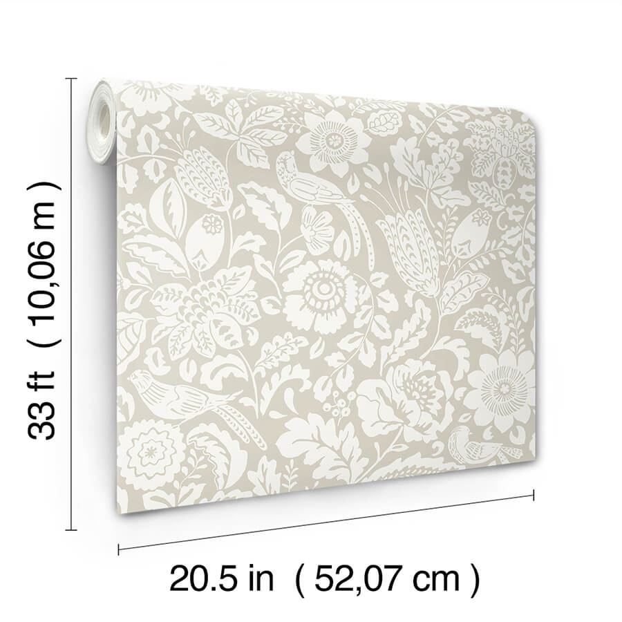 marta-beige-floral-trail-wallpaper-york-wallcoverings-4147-27361 - York Wallcoverings Papel pintado