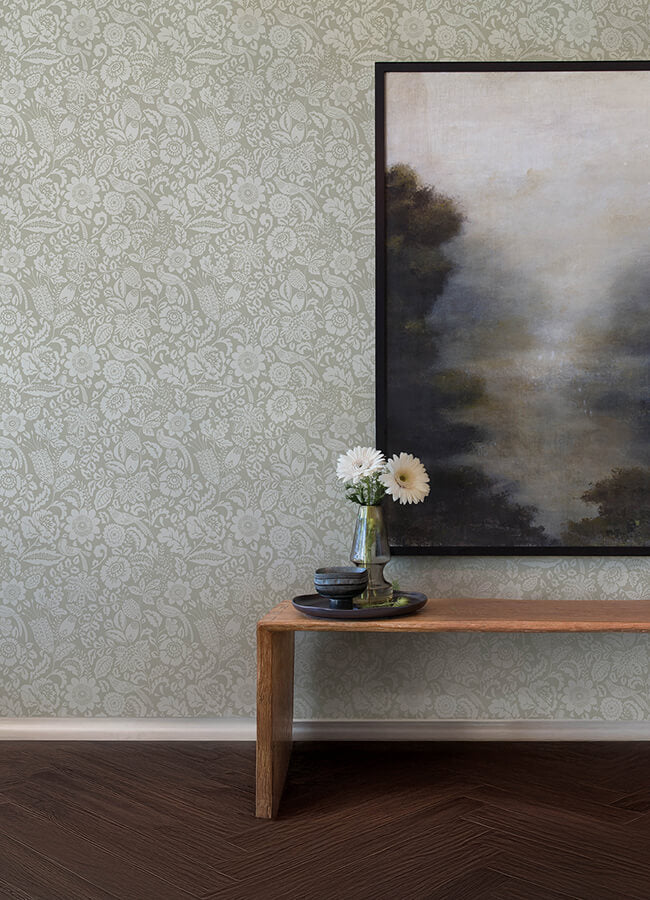 marta-beige-floral-trail-wallpaper-york-wallcoverings-4147-27361 - York Wallcoverings Wallpaper