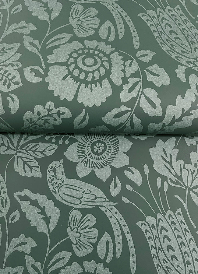 marta-green-floral-trail-wallpaper-york-wallcoverings-4147-27362 - York Wallcoverings Wallpaper