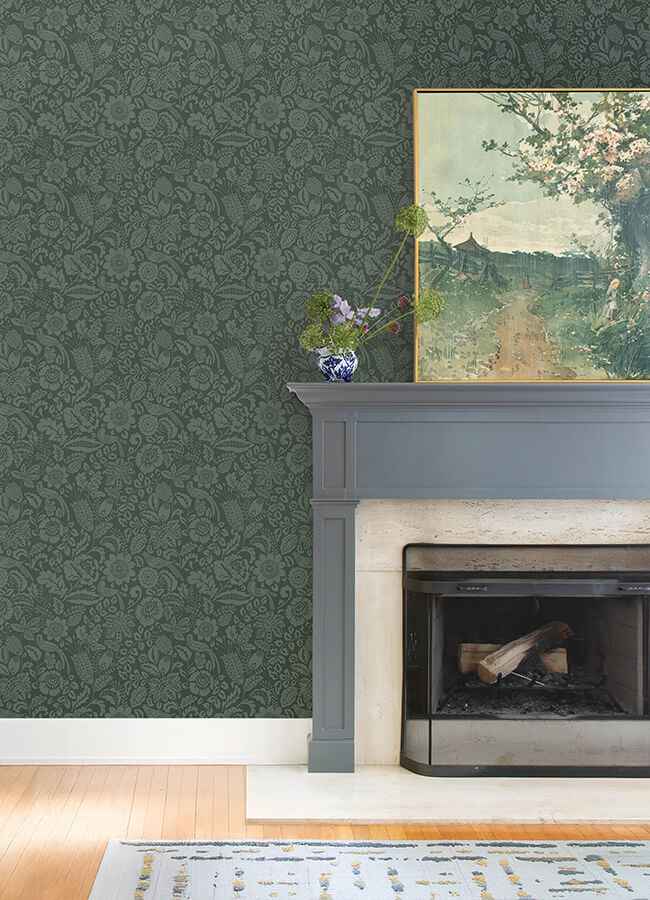 Marta Green Floral Trail Wallpaper - York Wallcoverings - 4147-27362 - York Wallcoverings Wallpaper