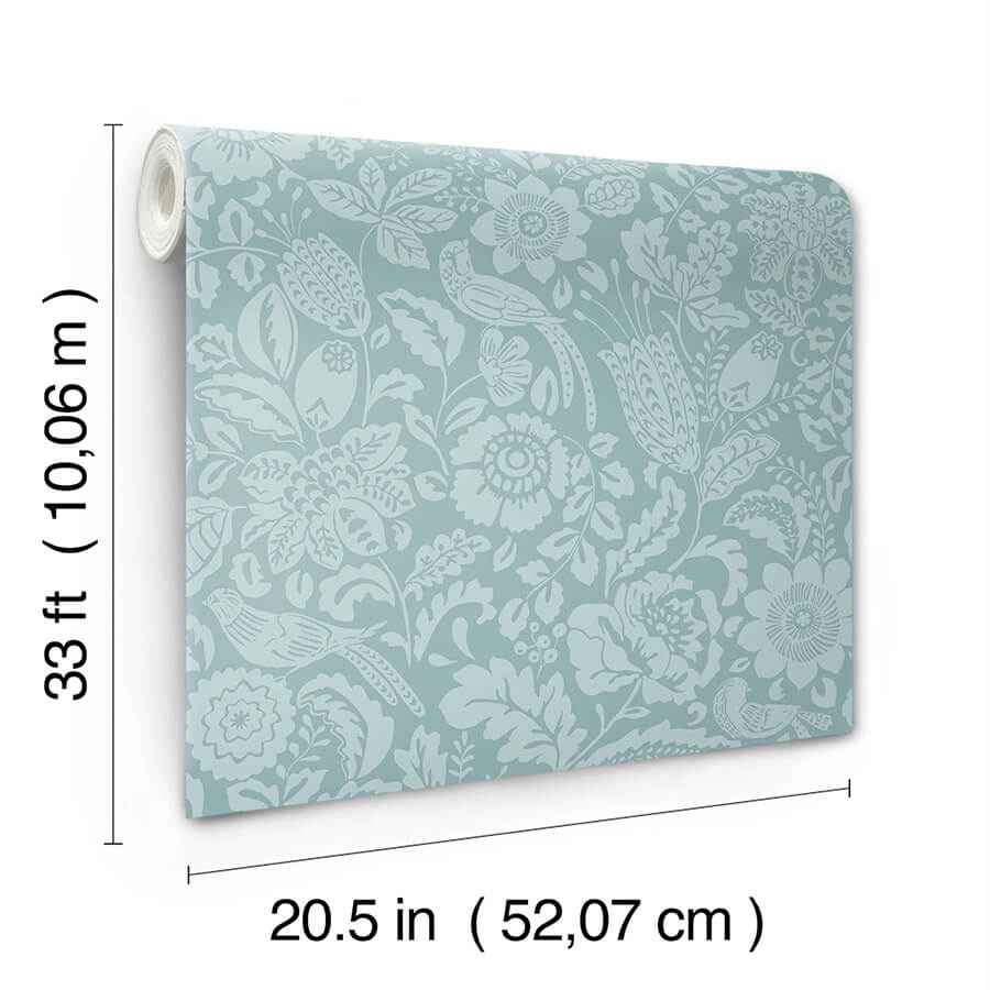 Marta Teal Floral Trail Wallpaper - York Wallcoverings - 4147-27363