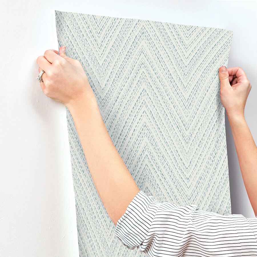 Lainey Blue Stitched Chevron Wallpaper - York Wallcoverings - 4147-27368 - York Wallcoverings Wallpaper