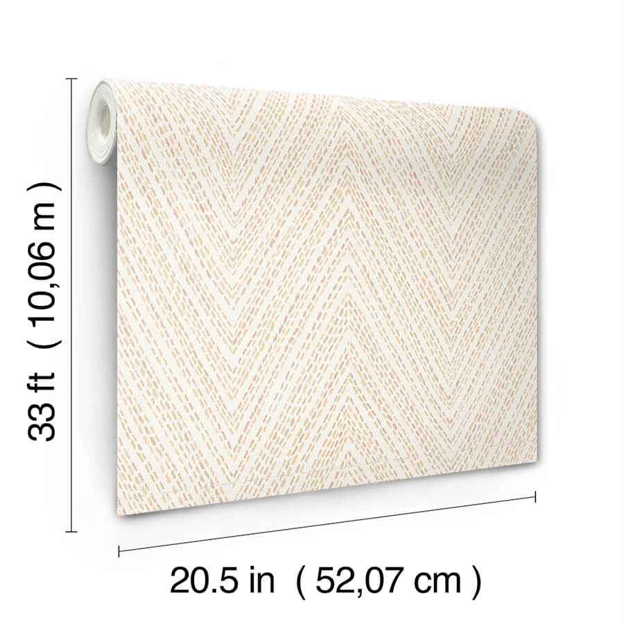 Lainey Apricot Stitched Chevron Wallpaper - York Wallcoverings - 4147-27371