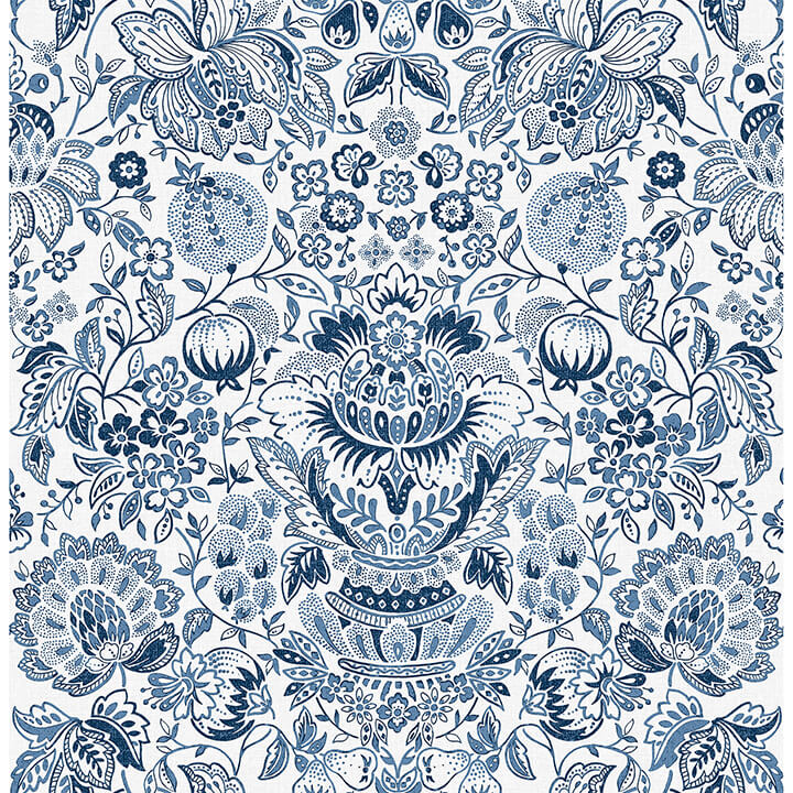 blanche-blue-floral-damask-wallpaper-york-wallcoverings-4147-27372 - York Wallcoverings Papel pintado
