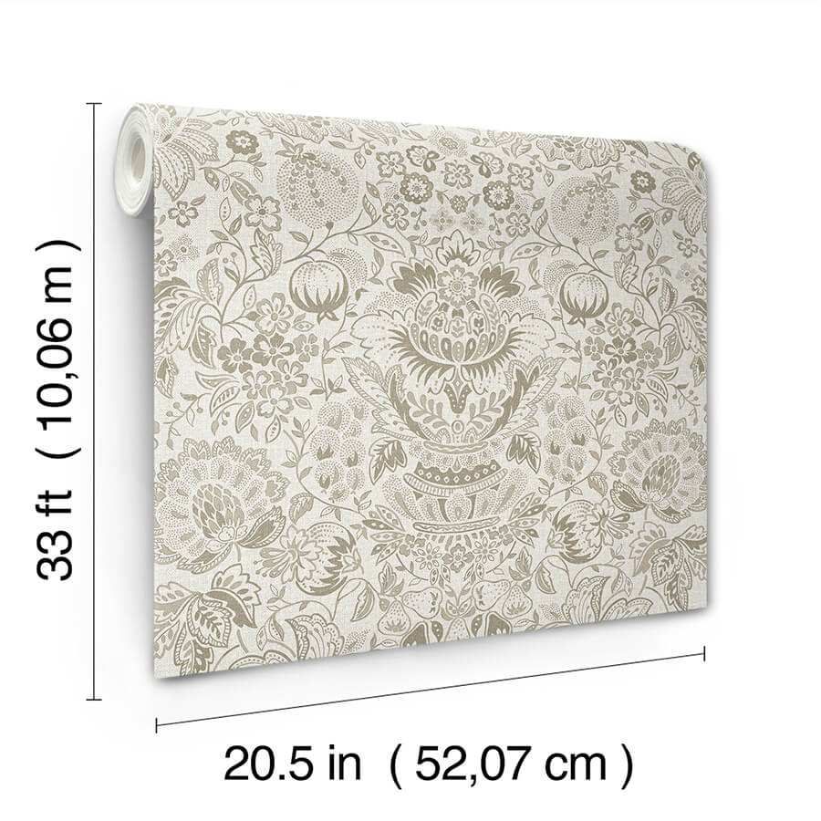 blanche-neutral-floral-damask-wallpaper-york-wallcoverings-4147-27374 - York Wallcoverings Papel pintado
