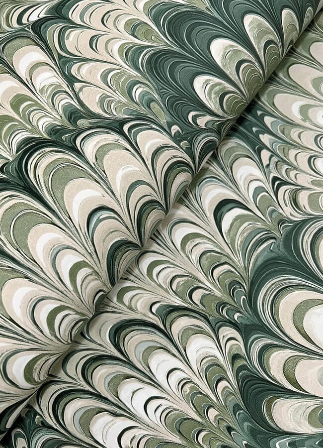 octavia-dark-green-marbled-ink-wallpaper-york-wallcoverings-4147-27377 - York Wallcoverings Wallpaper