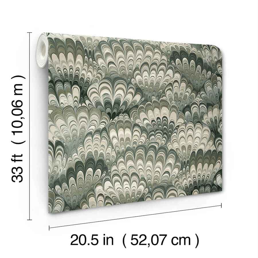 Octavia Dark Green Marbled Ink Wallpaper - York Wallcoverings - 4147-27377 - York Wallcoverings Wallpaper