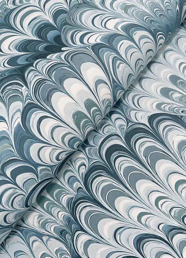 Octavia Blue Marbled Ink Wallpaper - York Wallcoverings - 4147-27379 - York Wallcoverings Wallpaper