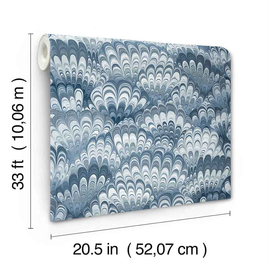 Octavia Blue Marbled Ink Wallpaper - York Wallcoverings - 4147-27379 - York Wallcoverings Wallpaper