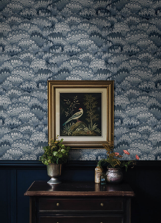 octavia-blue-marbled-ink-wallpaper-york-wallcoverings-4147-27379 - York Wallcoverings Wallpaper