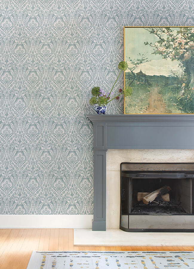 berkshire-denim-damask-wallpaper-york-wallcoverings-4147-27380 - York Wallcoverings Papel pintado