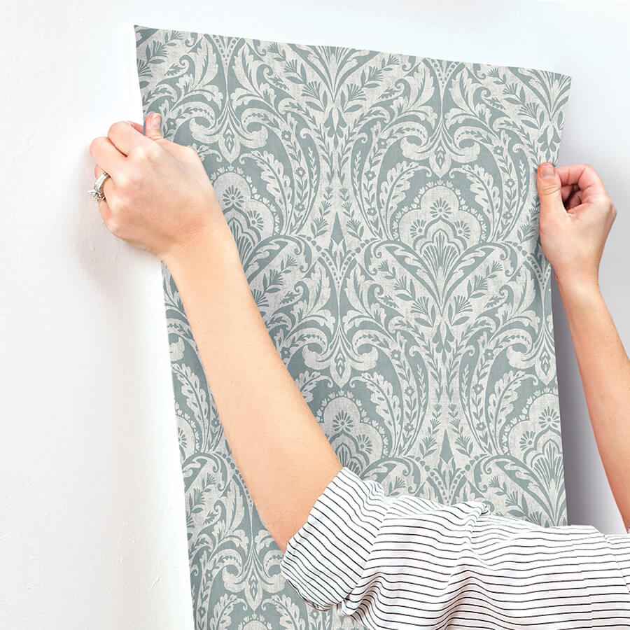 Berkshire Denim Damask Wallpaper - York Wallcoverings - 4147-27380 - York Wallcoverings Wallpaper