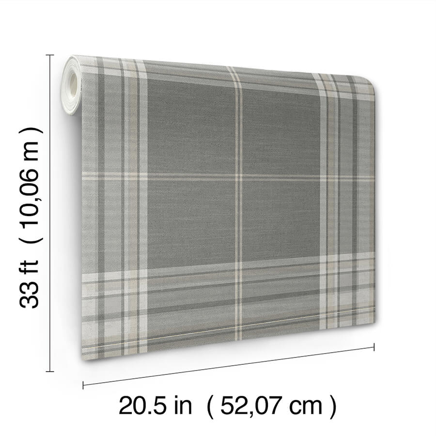 westley-grey-plaid-wallpaper-york-wallcoverings-4147-27384 - York Wallcoverings Wallpaper