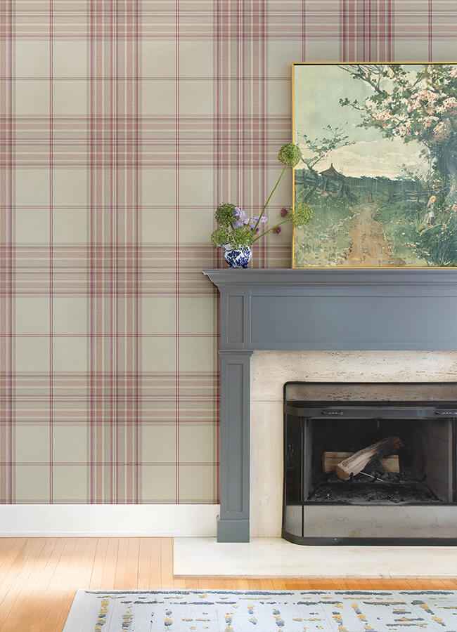 Westley Magenta Plaid Wallpaper - York Wallcoverings - 4147-27385 - York Wallcoverings Wallpaper