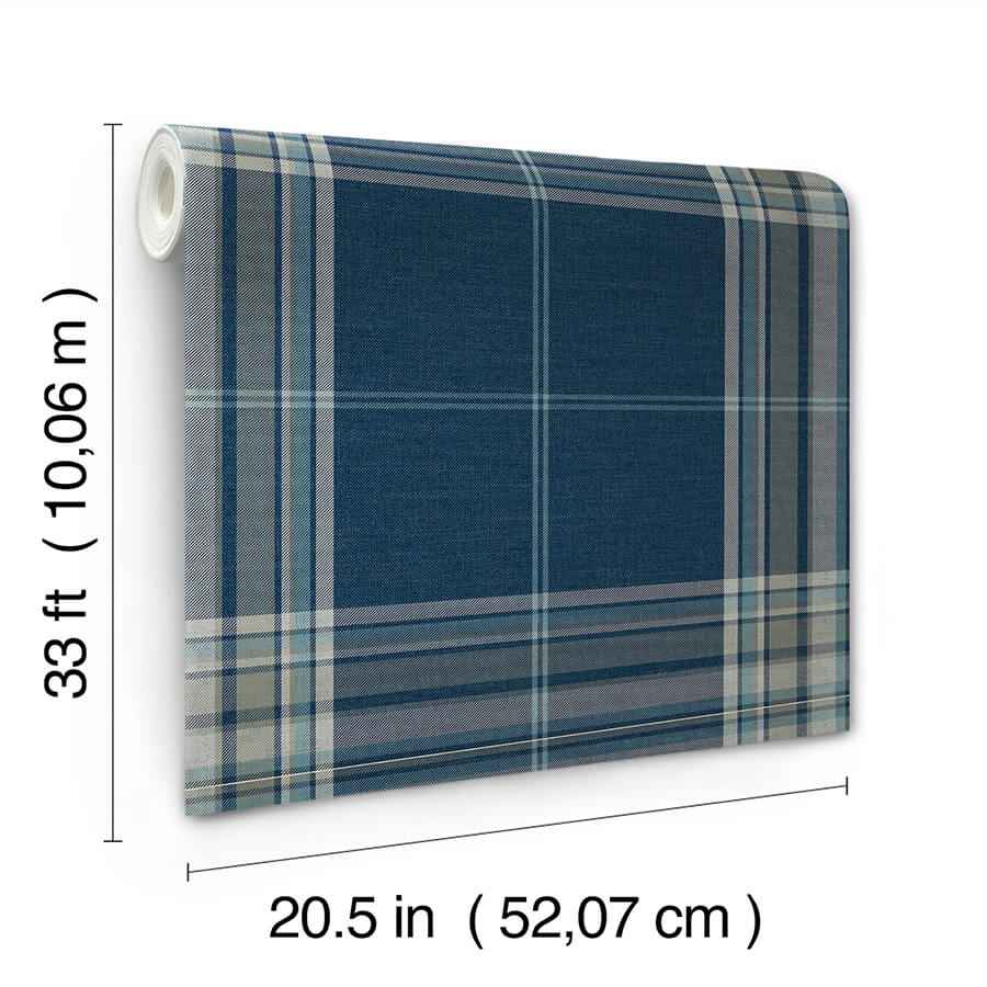 Westley Navy Plaid Wallpaper - York Wallcoverings - 4147-27386 - York Wallcoverings Wallpaper