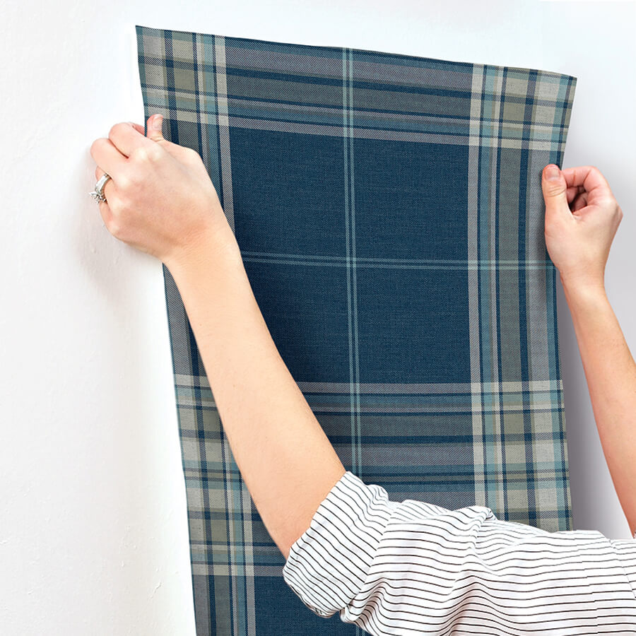 westley-navy-plaid-wallpaper-york-wallcoverings-4147-27386 - York Wallcoverings Wallpaper