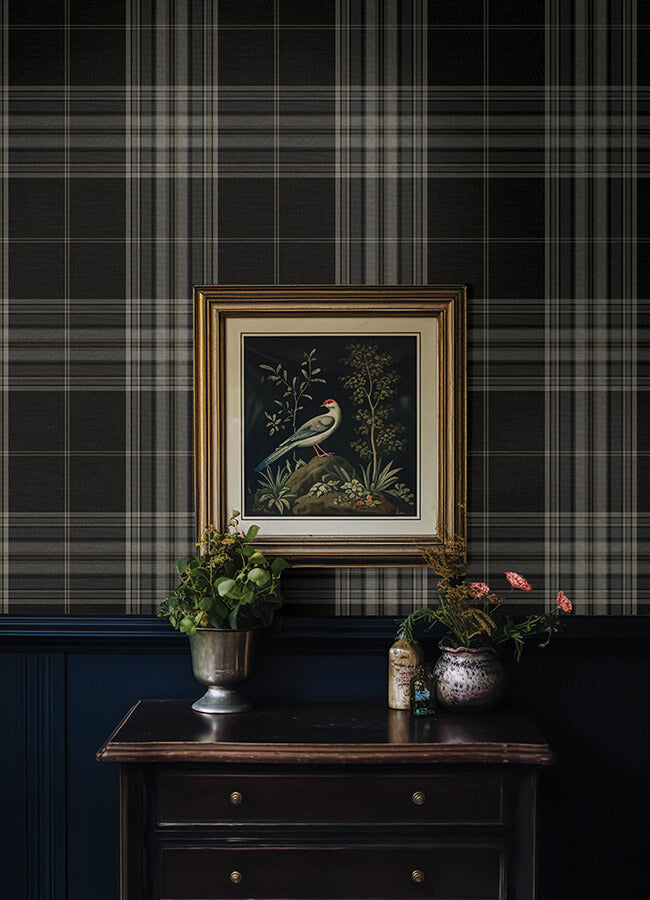 westley-black-plaid-wallpaper-york-wallcoverings-4147-27388 - York Wallcoverings Wallpaper