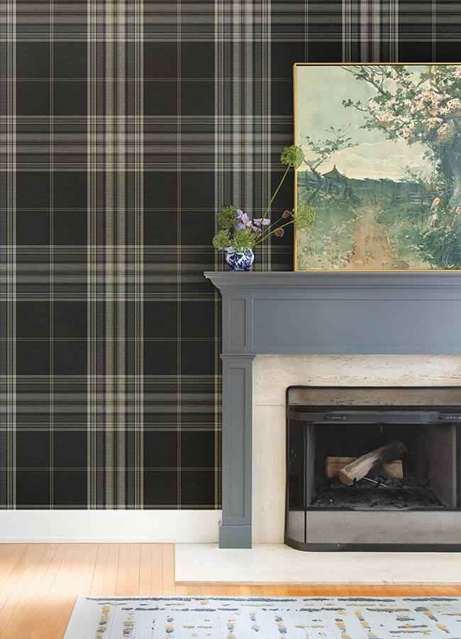 Westley Black Plaid Wallpaper - York Wallcoverings - 4147-27388 - York Wallcoverings Wallpaper