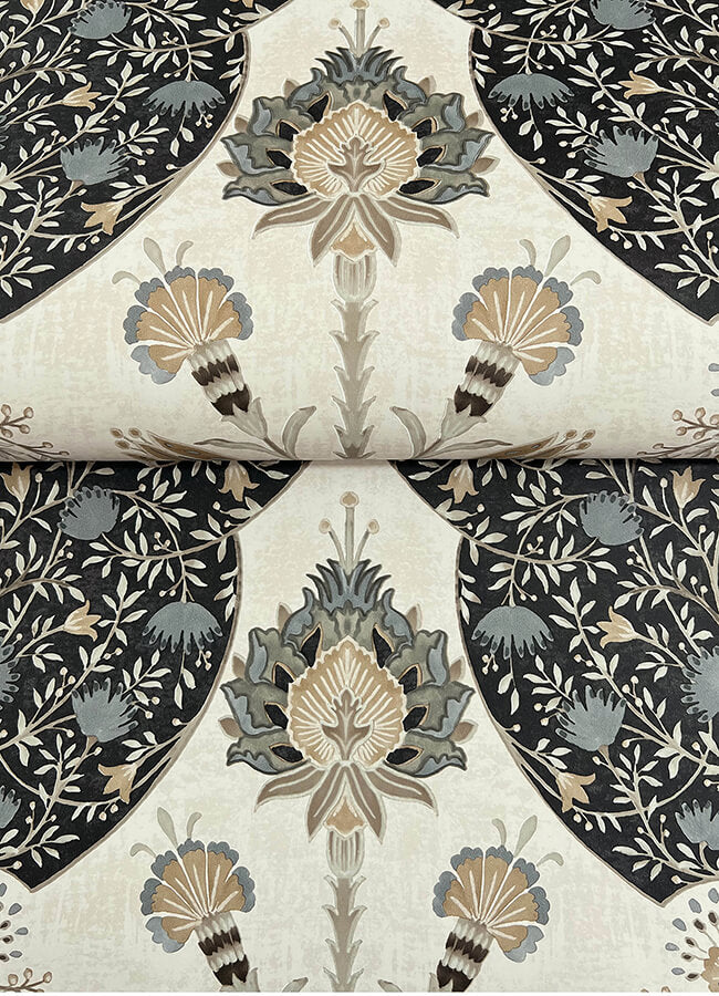 auden-black-floral-grandeur-wallpaper-york-wallcoverings-4147-27389 - York Wallcoverings Wallpaper