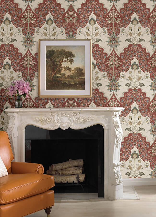 auden-ruby-floral-grandeur-wallpaper-york-wallcoverings-4147-27390 - York Wallcoverings Wallpaper