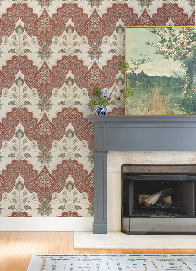 auden-ruby-floral-grandeur-wallpaper-york-wallcoverings-4147-27390 - York Wallcoverings Wallpaper